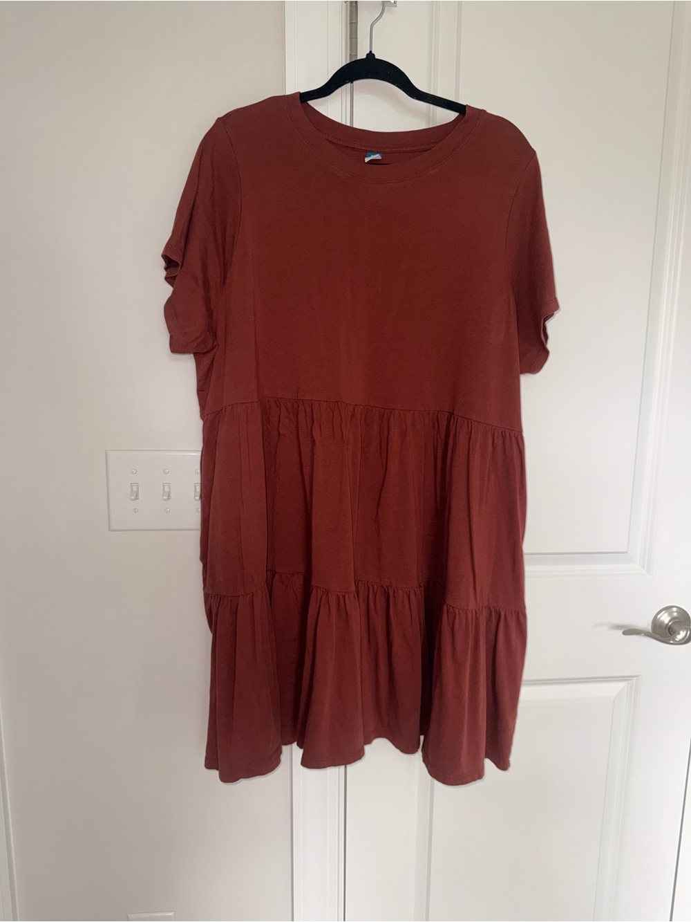 Old Navy Tiered Mini Dress in Rust Brown